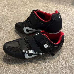 Peloton Black Cycling Shoes with Red Accents